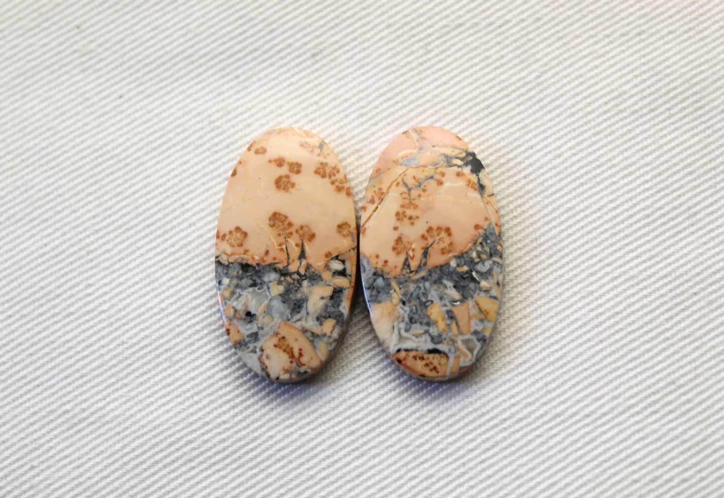 Small Maligano Jasper cabochons pair Gemstone oval