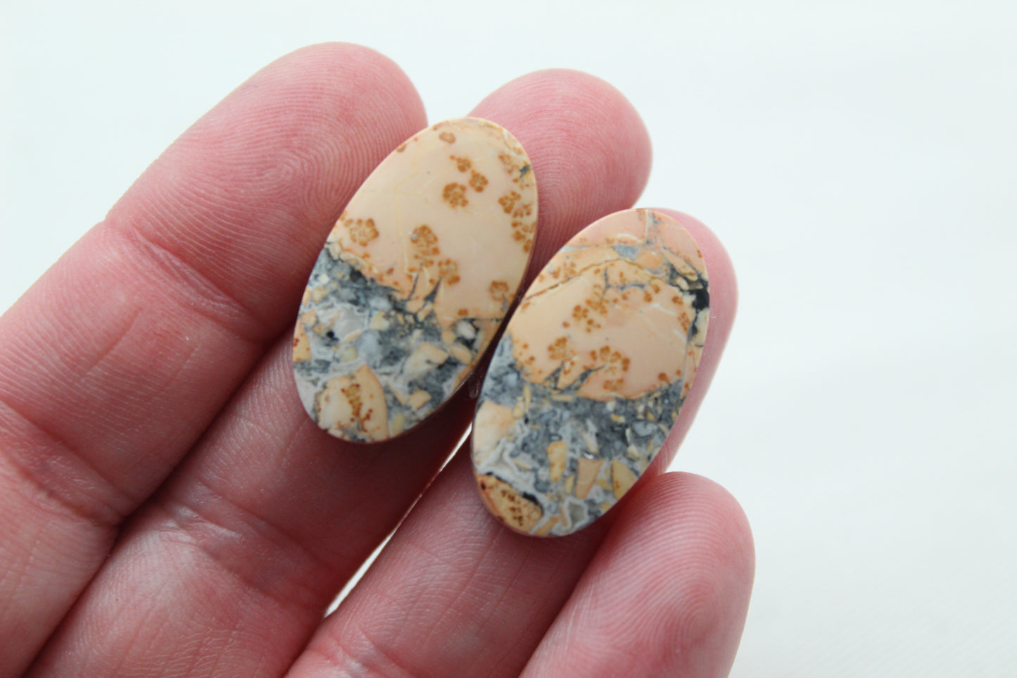 Small Maligano Jasper cabochons pair Gemstone oval