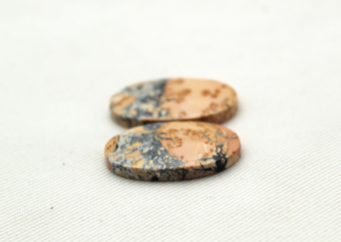 Small Maligano Jasper cabochons pair Gemstone oval