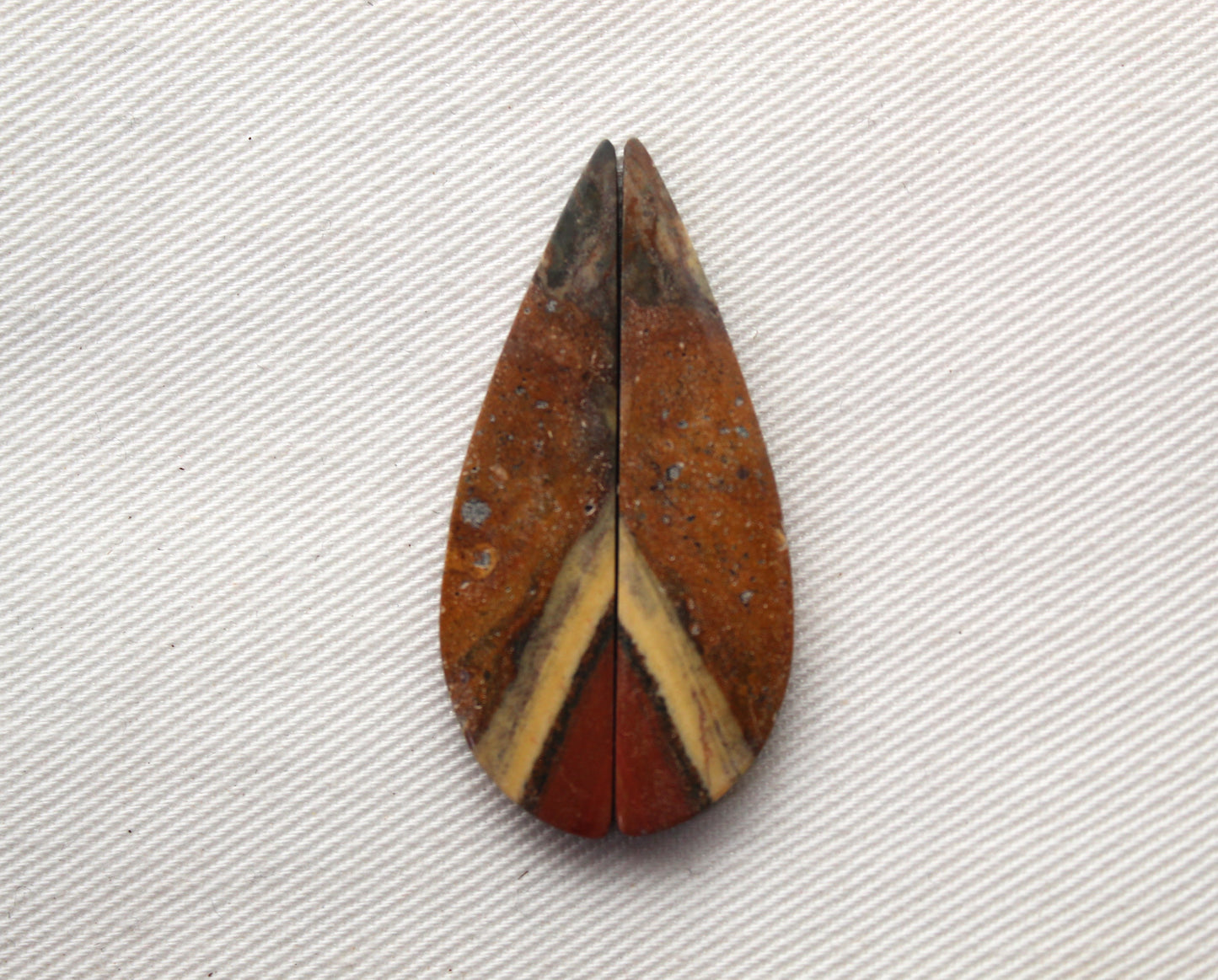 NICE Pair of Australian Jasper Cabochons yellow orange brown