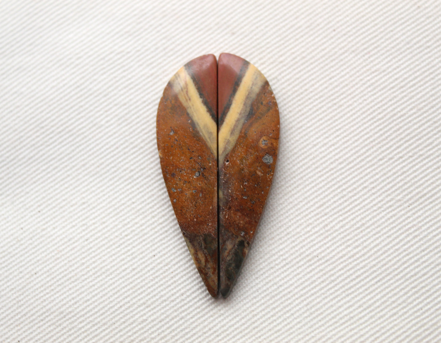 NICE Pair of Australian Jasper Cabochons yellow orange brown
