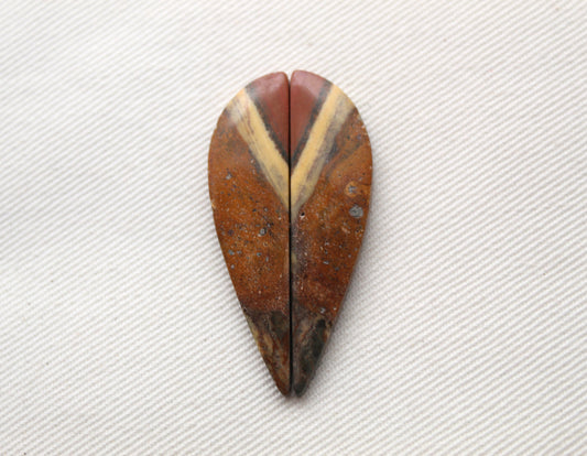 NICE Pair of Australian Jasper Cabochons yellow orange brown