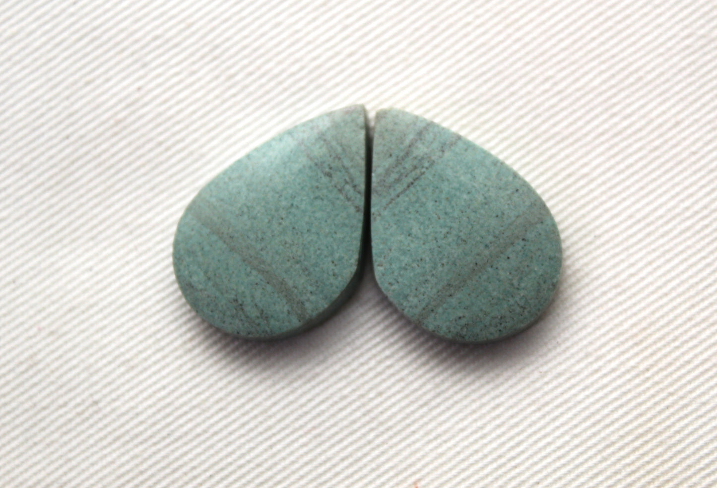 Pair of green Jasper Cabochons