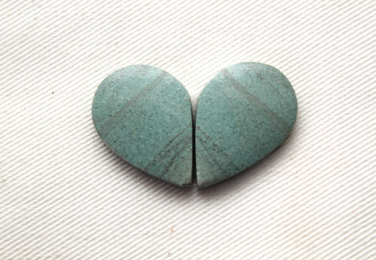 Pair of green Jasper Cabochons