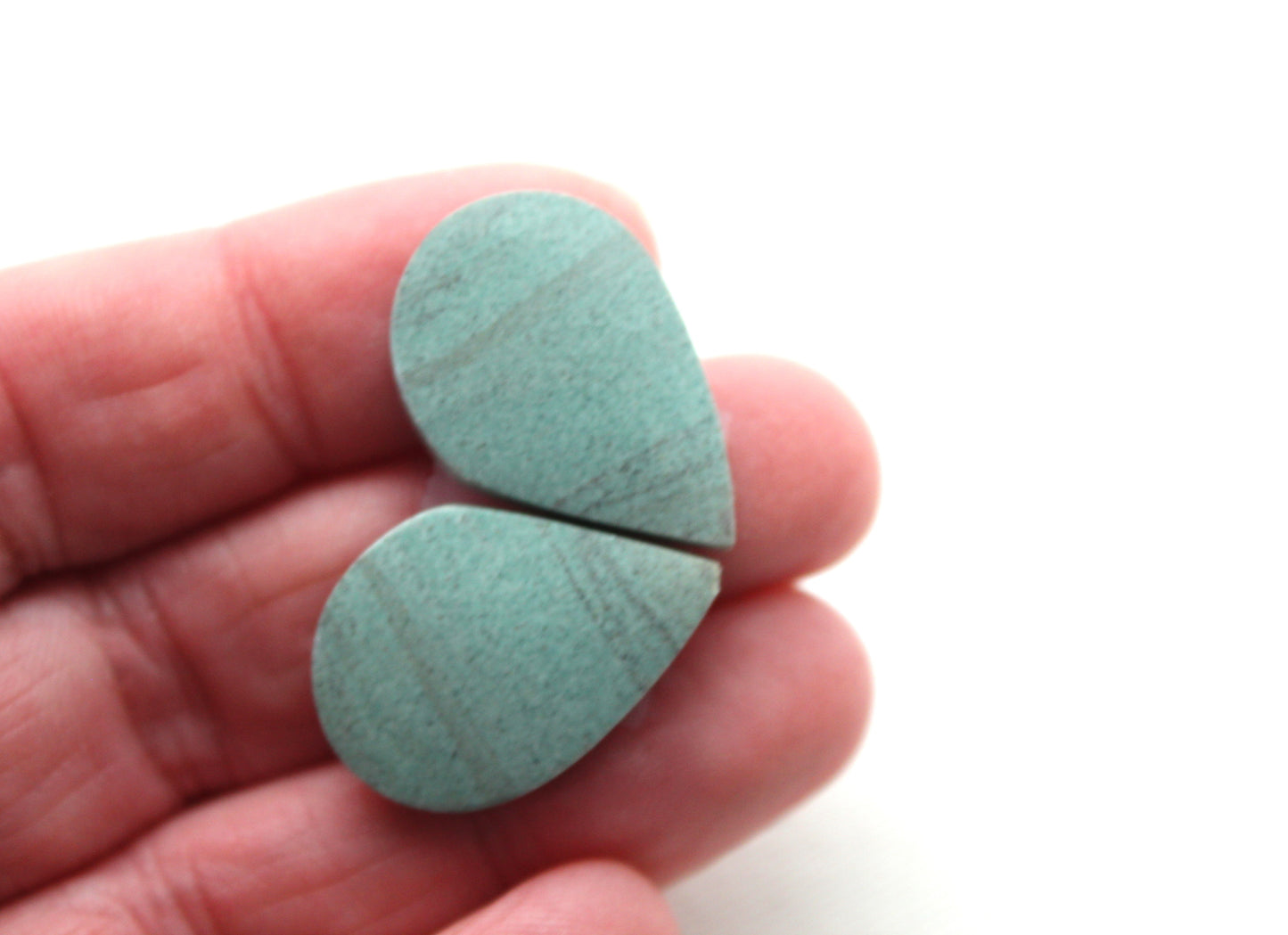 Pair of green Jasper Cabochons