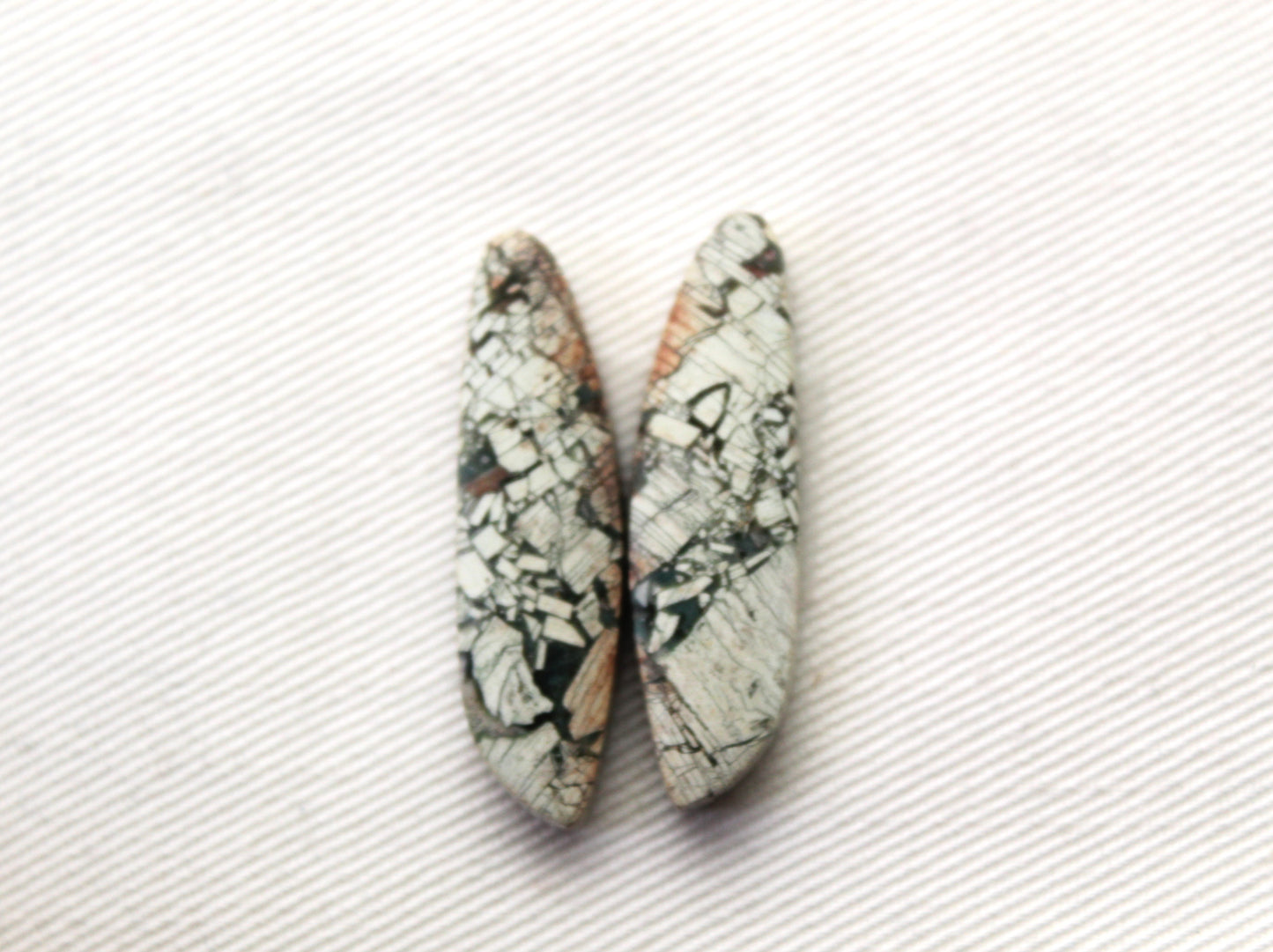 Brecciated Jasper cabochons Gemstone green pair freeform