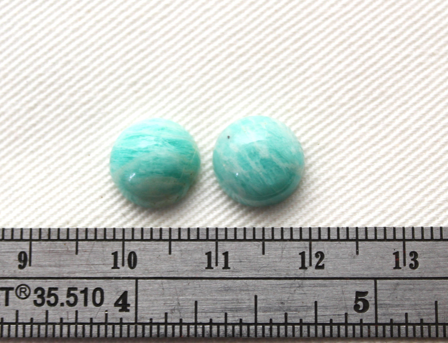 TWO Amazonite cabochons 10 MM Gemstones round