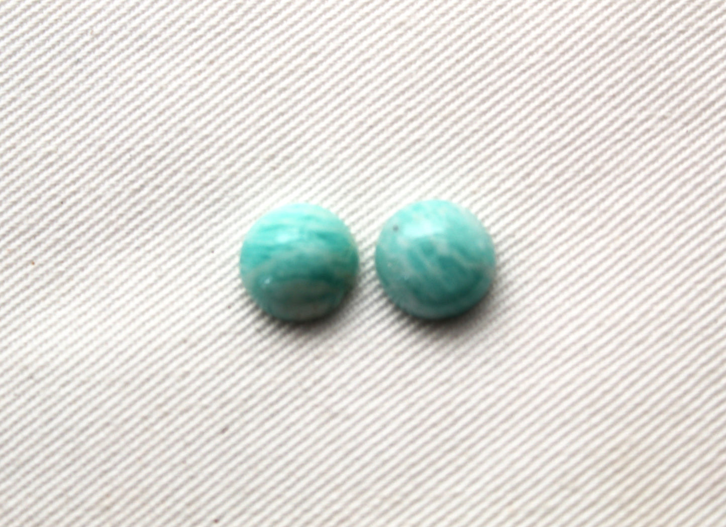 TWO Amazonite cabochons 10 MM Gemstones round