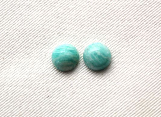 TWO Amazonite cabochons 10 MM Gemstones round