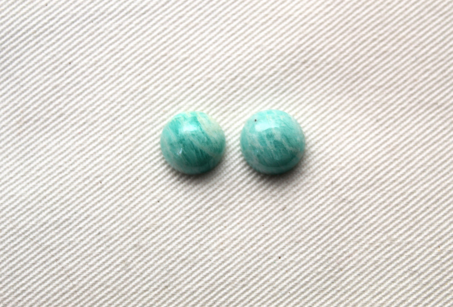 TWO Amazonite cabochons 10 MM Gemstones round