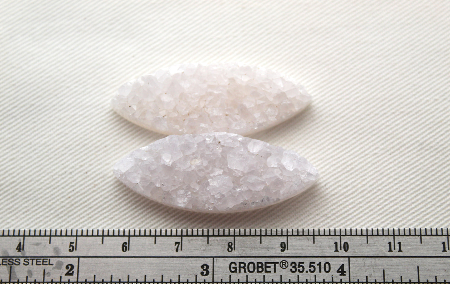 White Druzy Pair Cabochons marquise