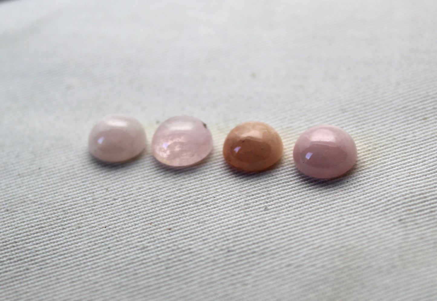 FOUR Morganite cabochons Gemstones round 10MM