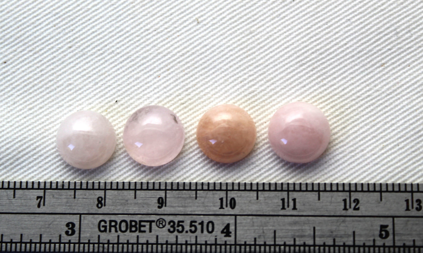 FOUR Morganite cabochons Gemstones round 10MM