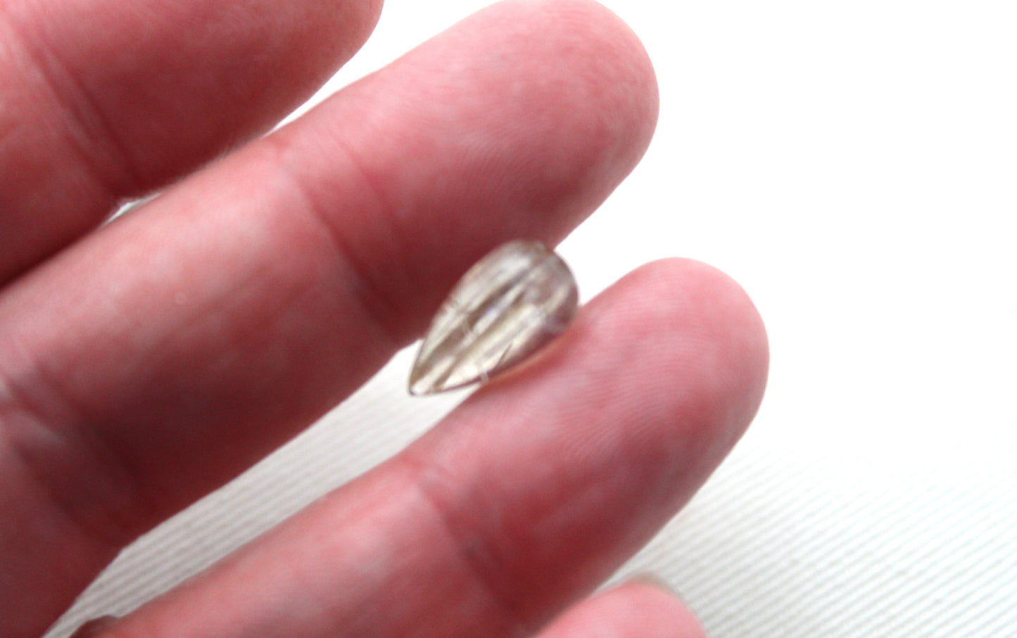 Pair of rutilated Quartz half drilled Pear Gemstones 13X7MM