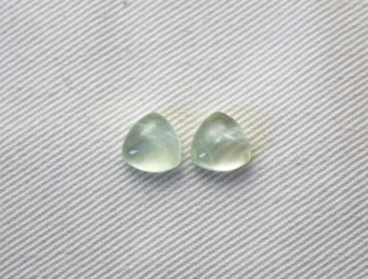 TWO prehnite cabochons Gemstones Trillion 8MM