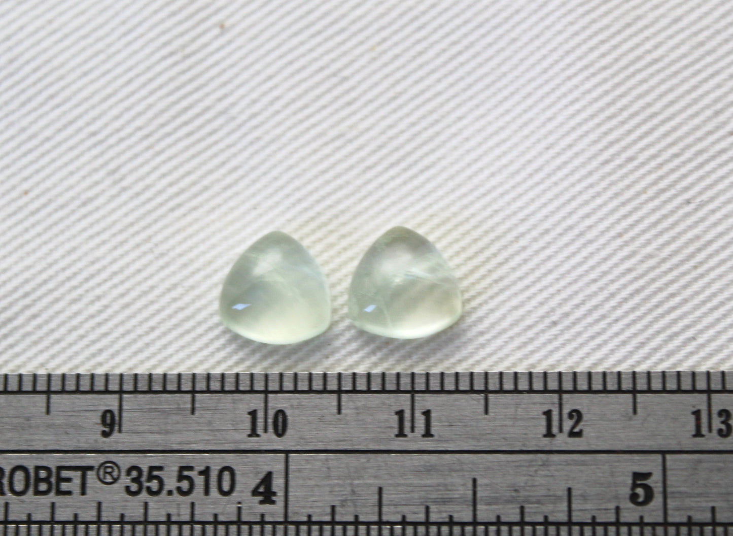 TWO prehnite cabochons Gemstones Trillion 8MM