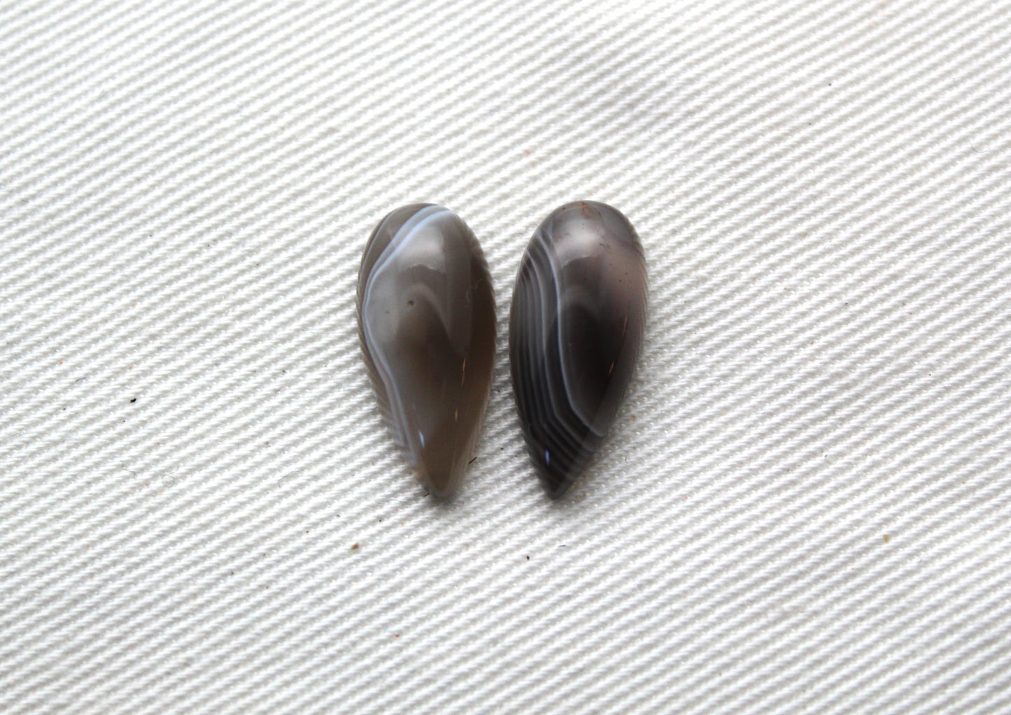 TWO Botswana Agate cabochons Gemstone smooth Pear 8X18MM