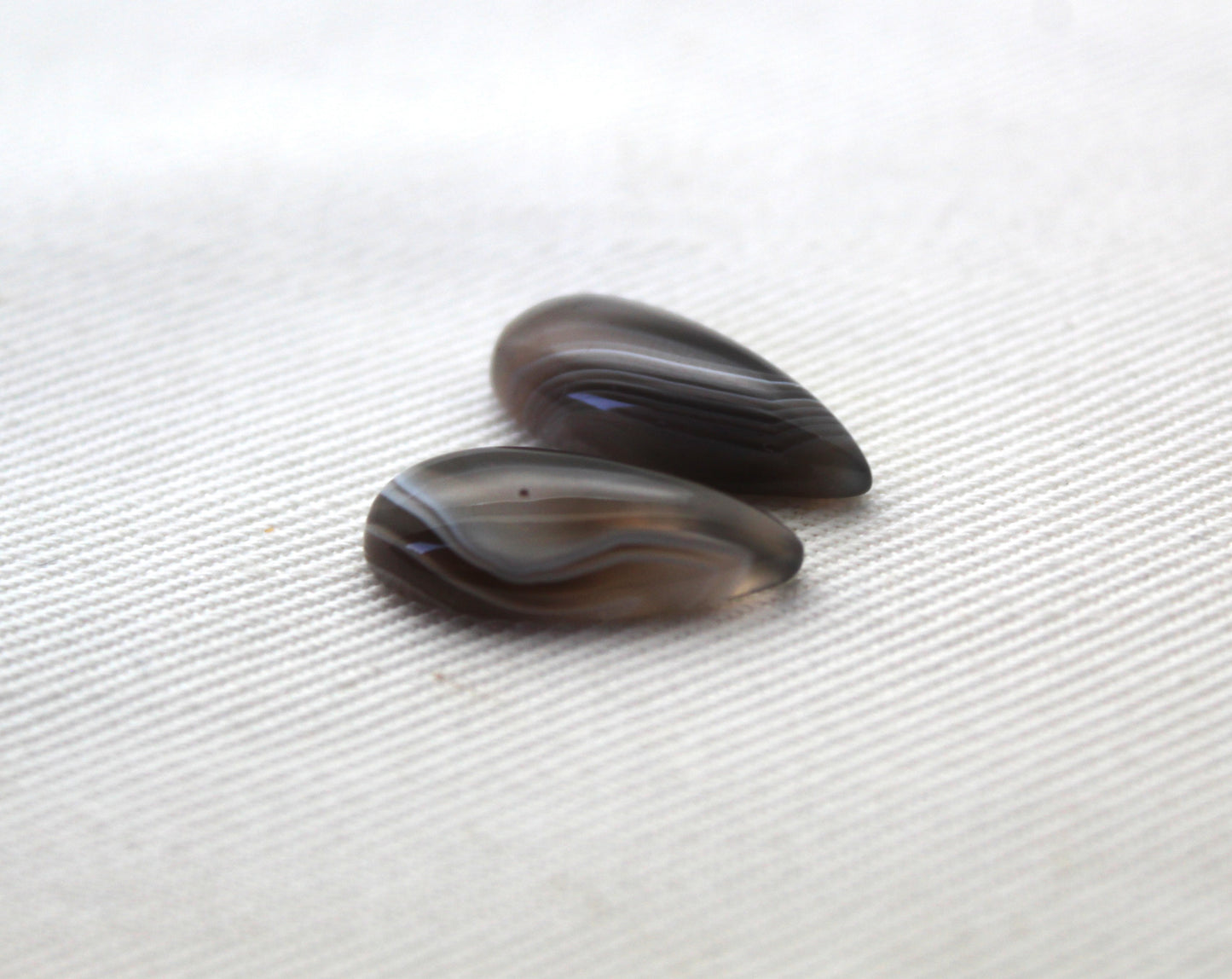 TWO Botswana Agate cabochons Gemstone smooth Pear 8X18MM