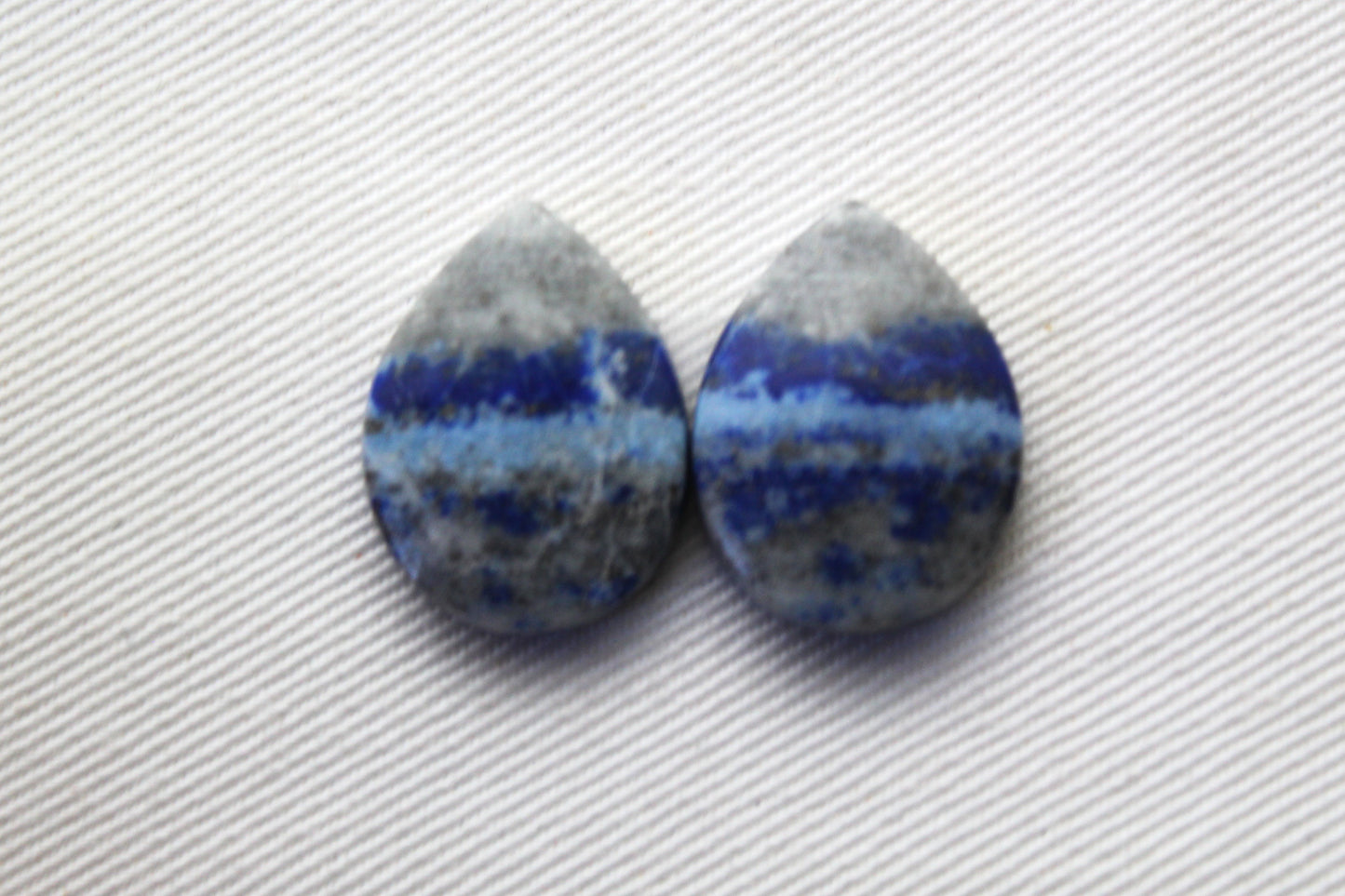 Lapis lazuli Pair Cabochon Blue Gemstones pear