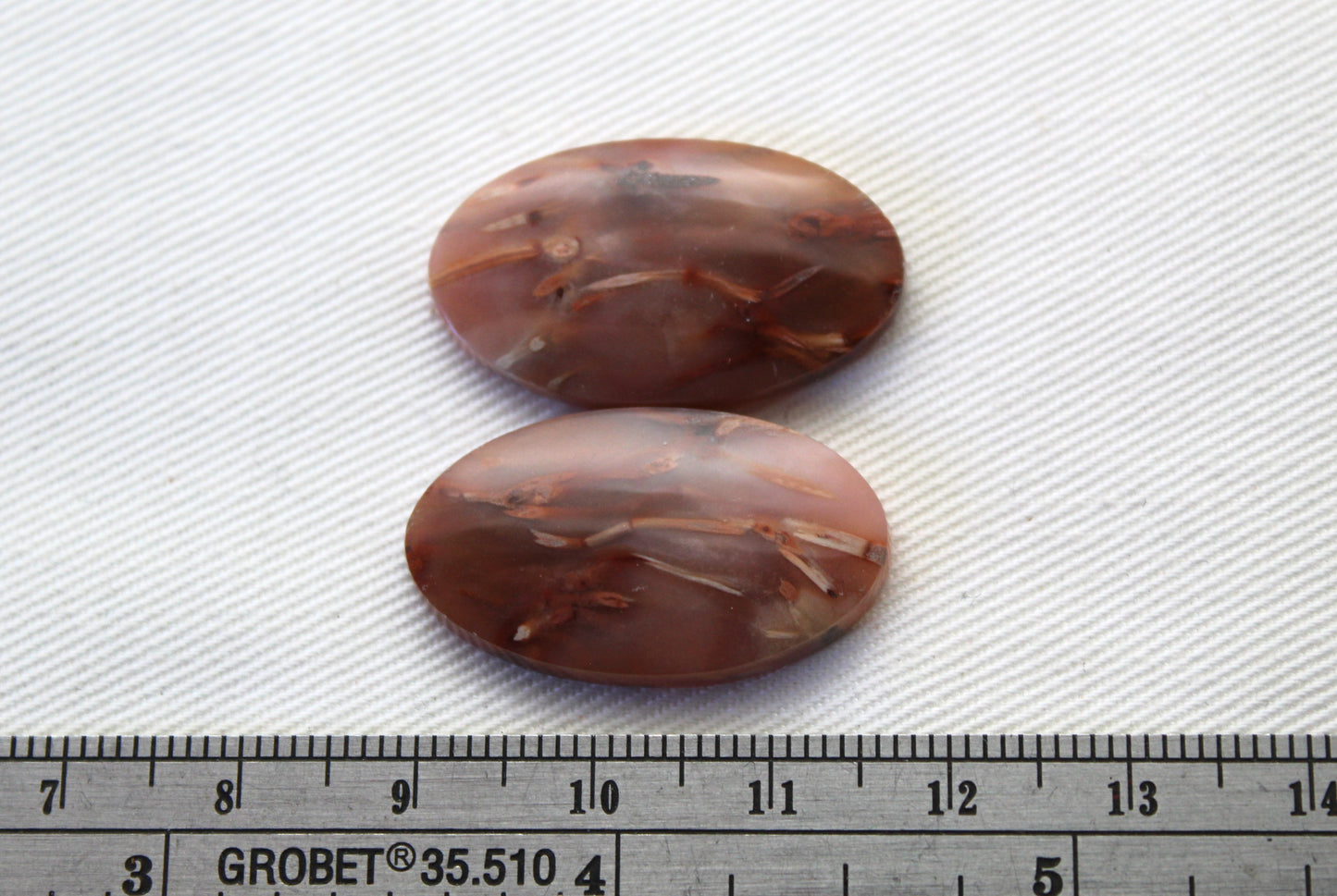 NICE Pair of Petrified Wood Cabochons pink Oval