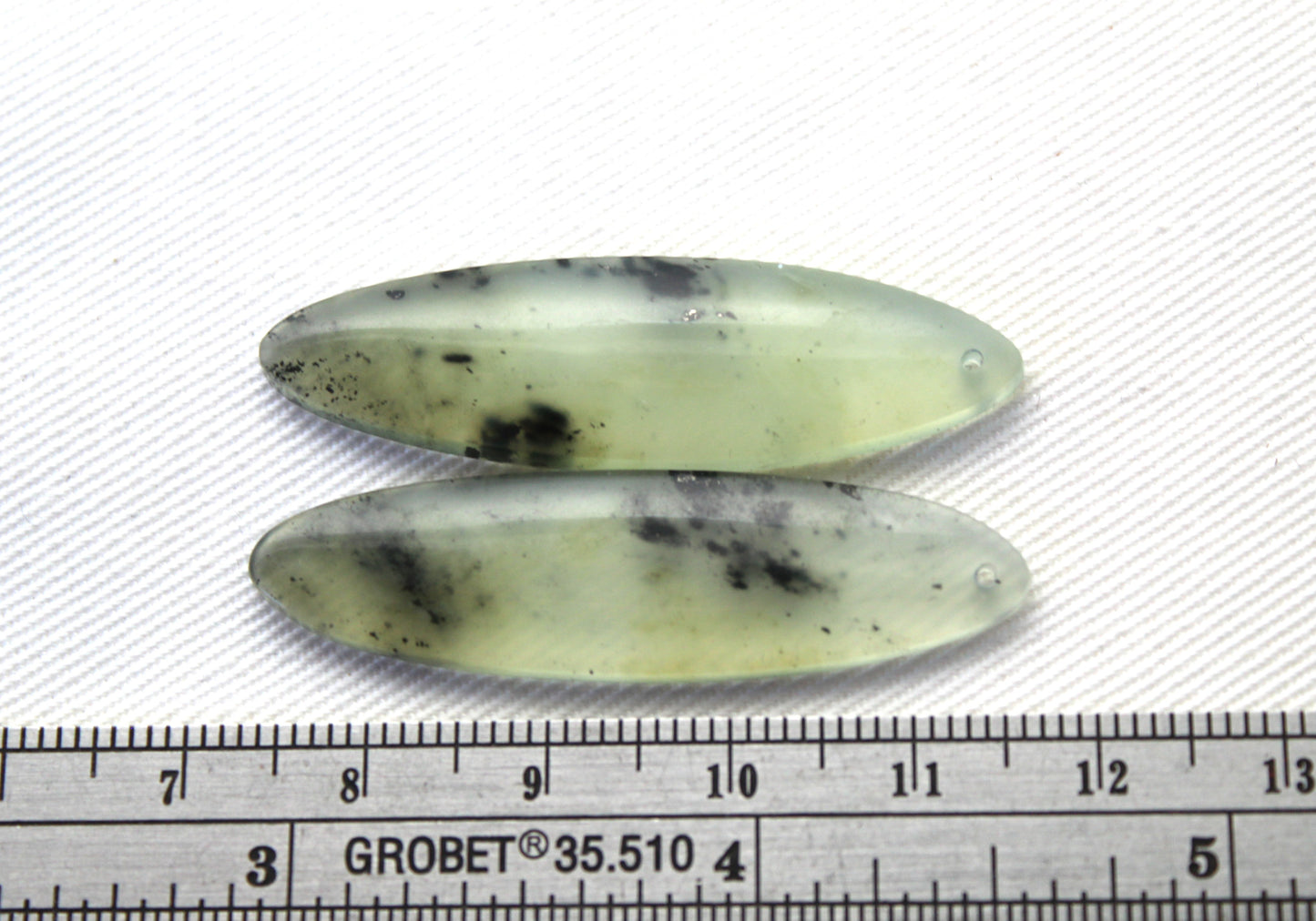 Vesuvianite Cabochon Pair Gemstone light green Oval DRILLED