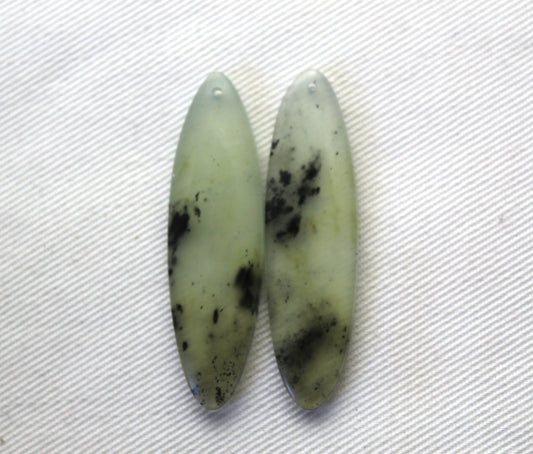 Vesuvianite Cabochon Pair Gemstone light green Oval DRILLED