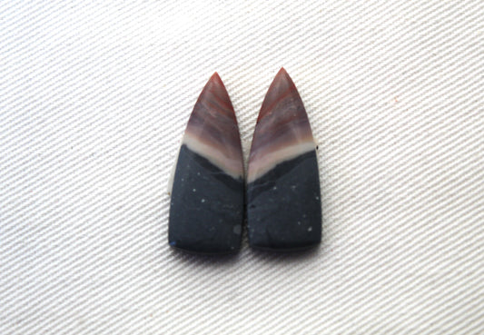 Small pair of Indonesian Polychrome Jasper Cabochons