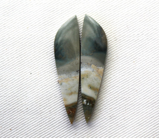 Pair of Indonesian green Jasper Cabochons