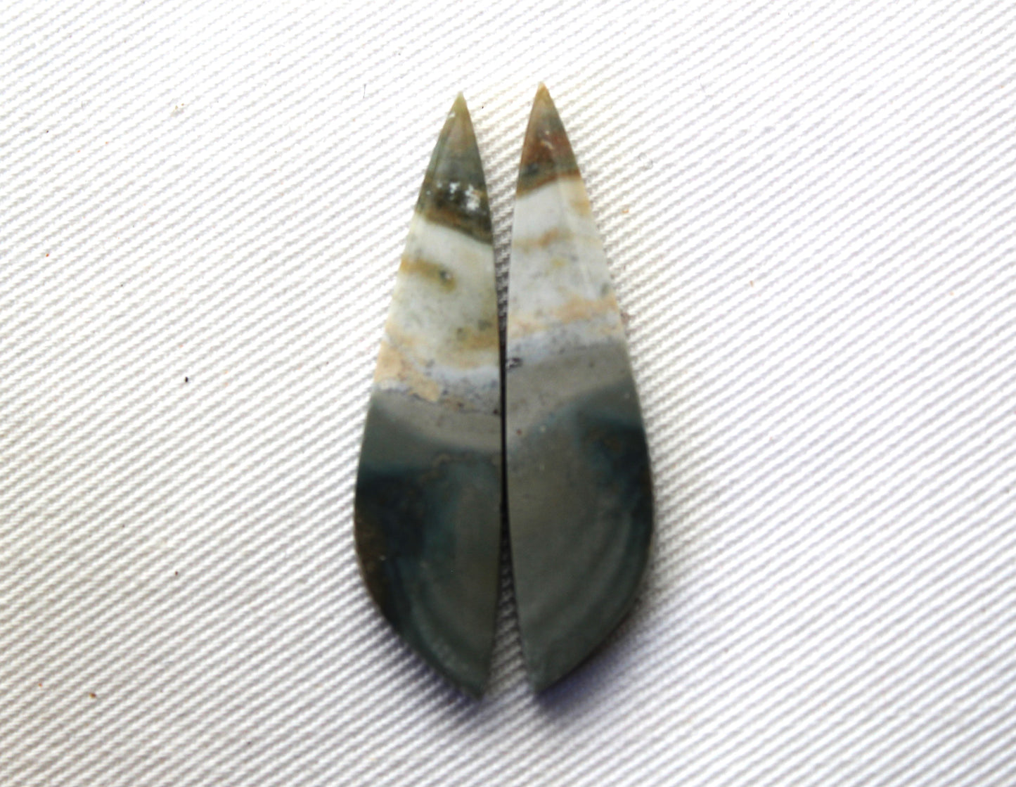 Pair of Indonesian green Jasper Cabochons