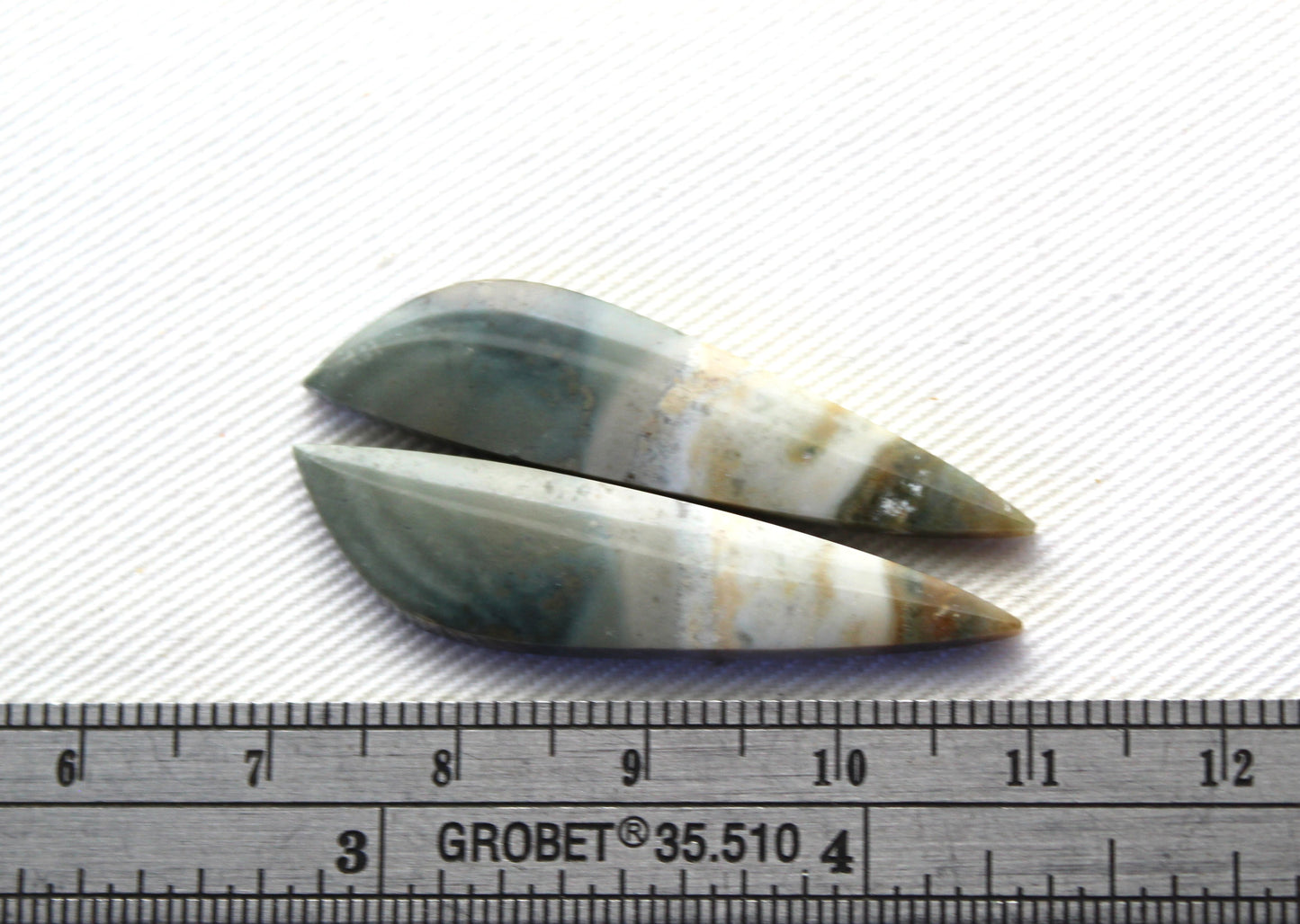Pair of Indonesian green Jasper Cabochons