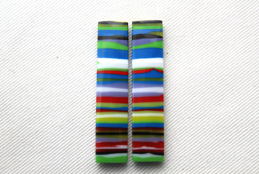 Surfite Cabochon Pair multicolors rectangle