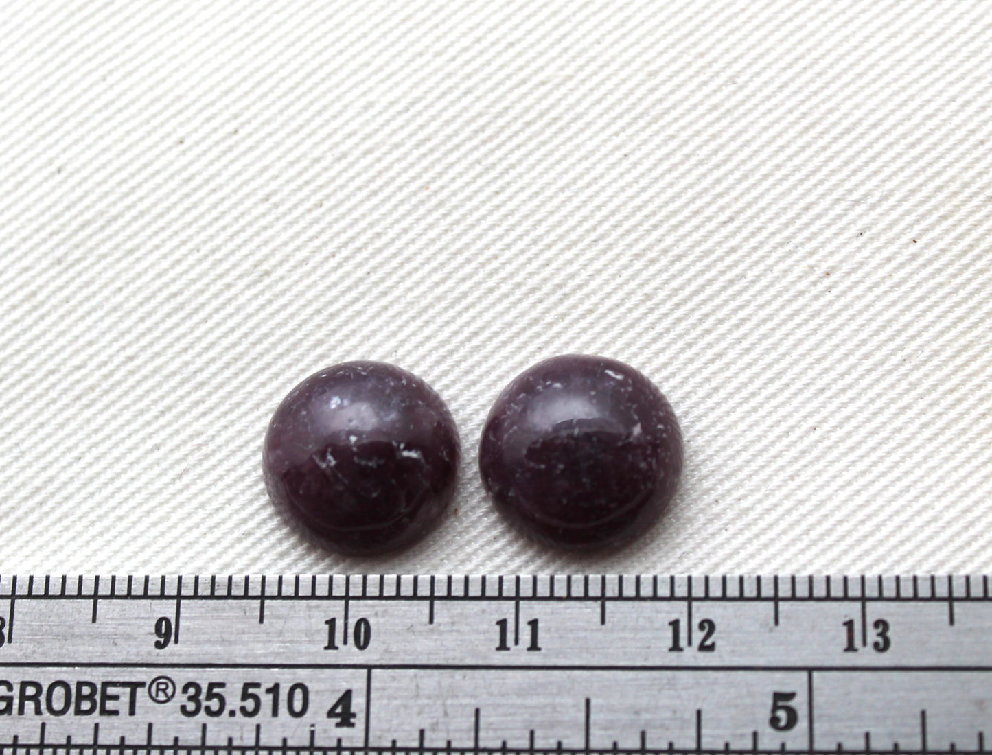TWO Lepidolite Cabochon round purple gemstone 12MM