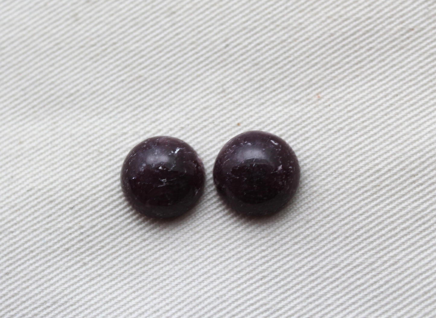TWO Lepidolite Cabochon round purple gemstone 12MM