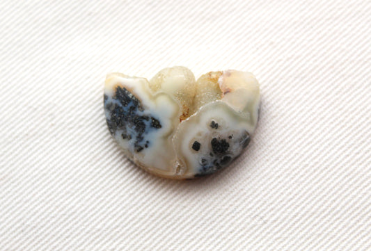 Small Marcasite in Agate Cabochon Gemstone white with Druzy