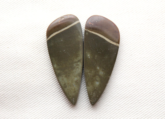 <tc>Paire de  cabochons de Jaspe polychrome goutte</tc>