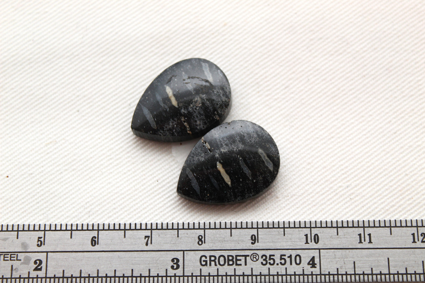 Palm Root Bone Cabochon Pair natural gemstones pear