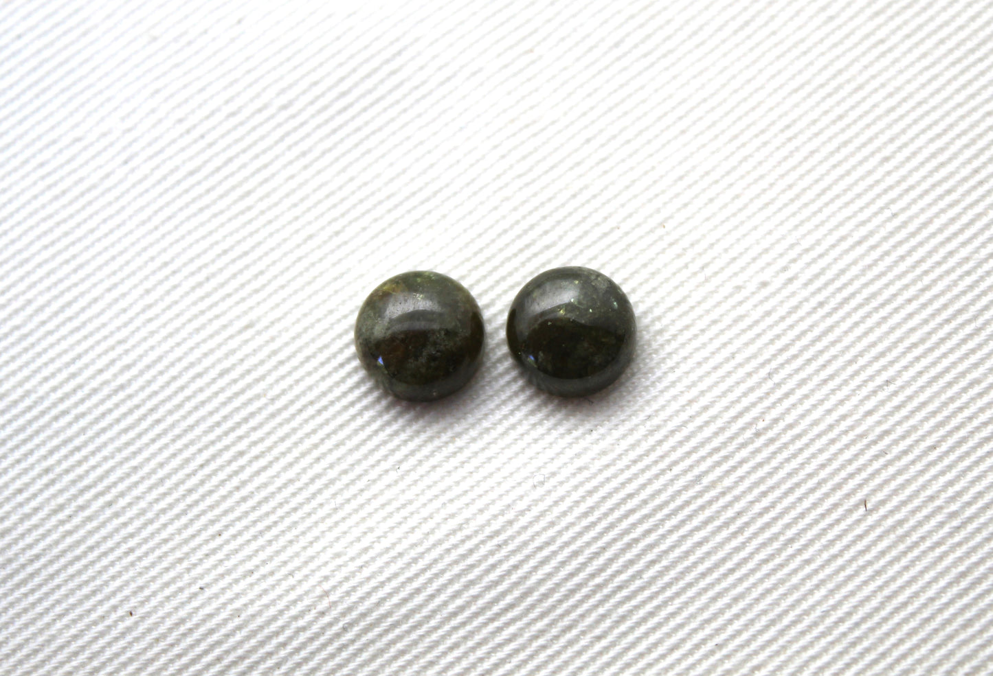TWO Green Garnet Cabochons round 8MM