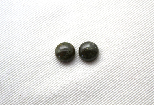 TWO Green Garnet Cabochons round 8MM