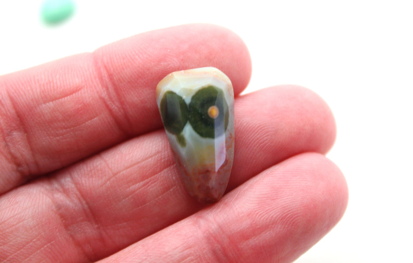 Small Rose cut Ocean Jasper Cabochon Gemstone freeform green
