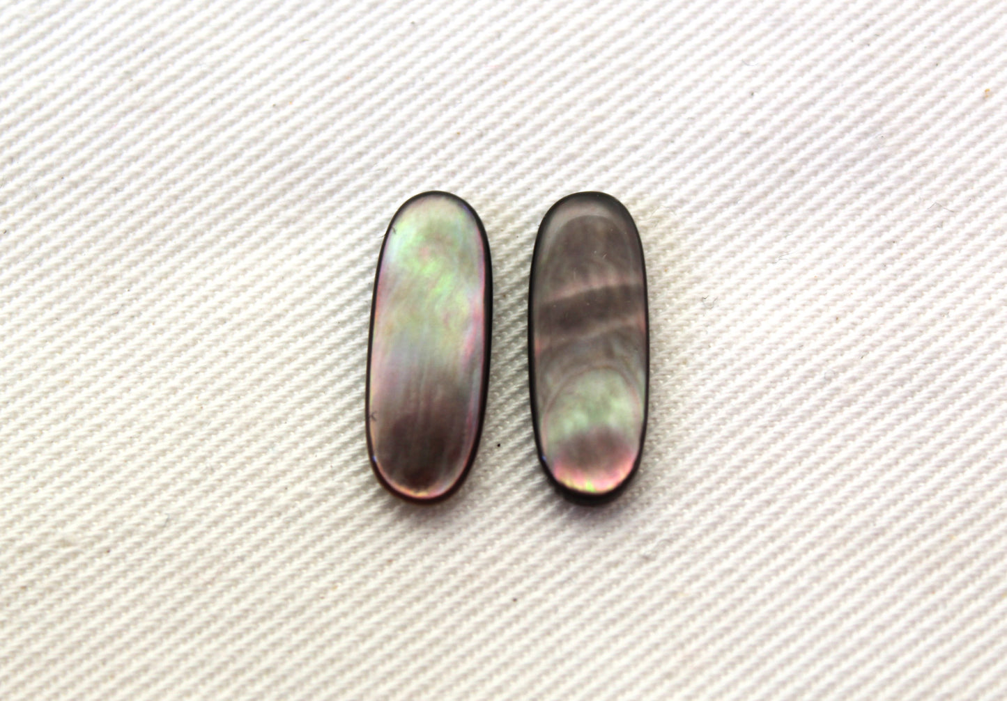 Two Mother of Pearl cabochons Gemstone long oval 6x17MM