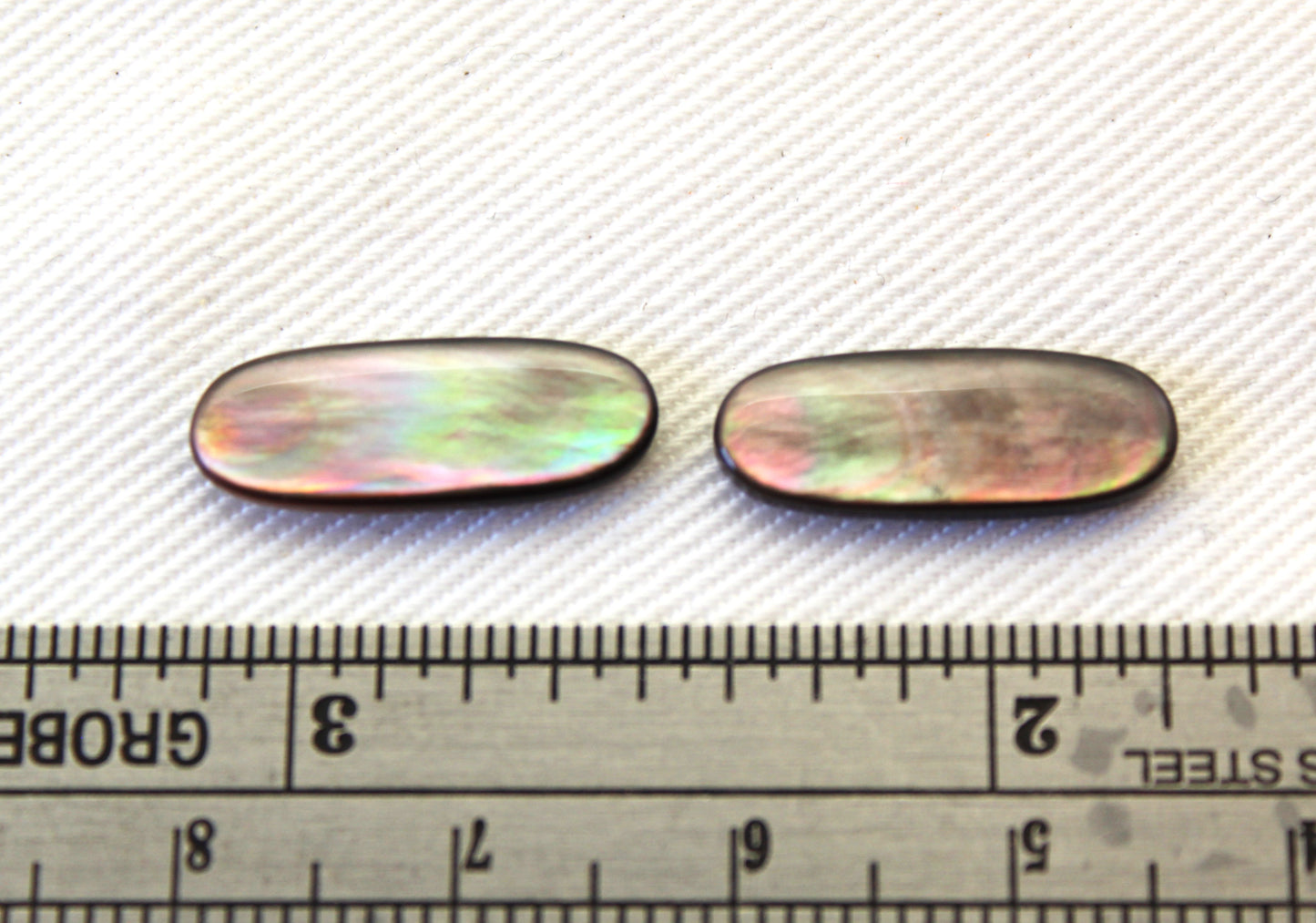 Two Mother of Pearl cabochons Gemstone long oval 6x17MM