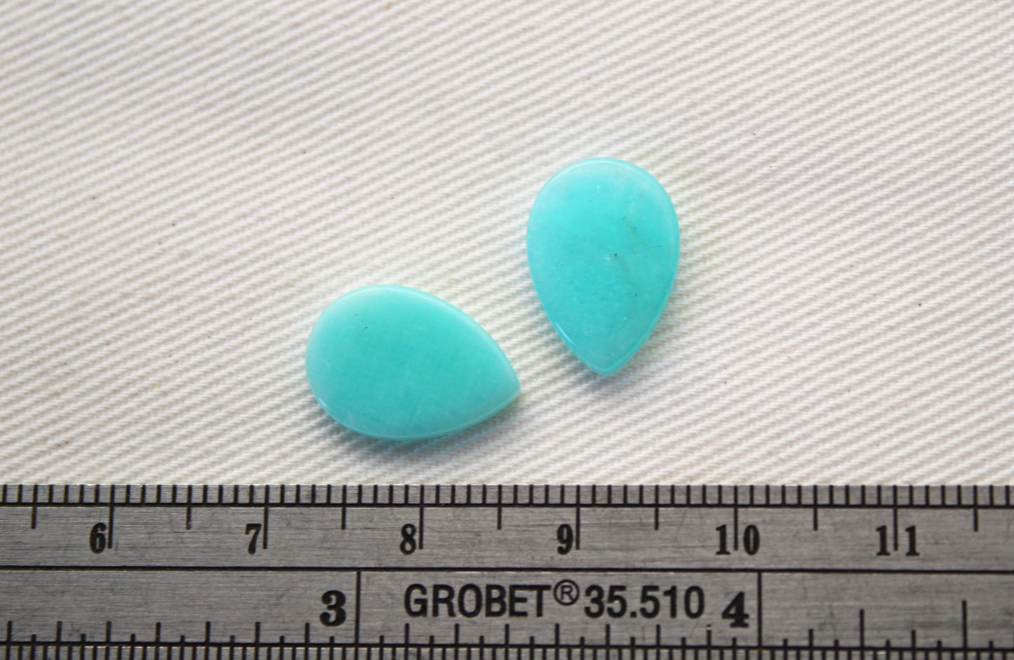 TWO Amazonite Flat cabochons 10x14MM Pear gemstones
