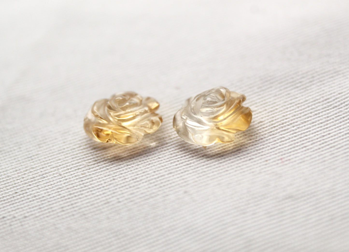 TWO Citrines Gemstones FLOWER 11MM Yellow