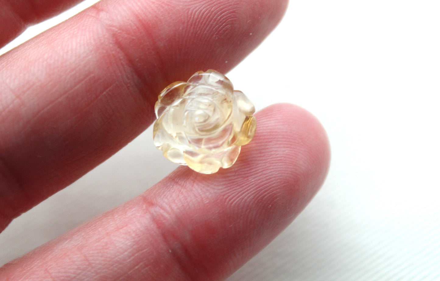 TWO Citrines Gemstones FLOWER 11MM Yellow
