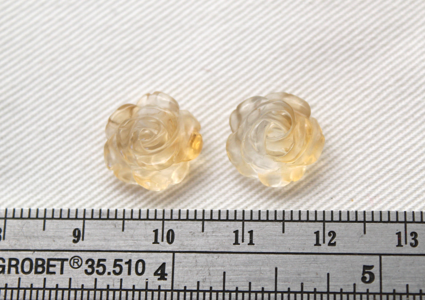 TWO Citrines Gemstones FLOWER 11MM Yellow