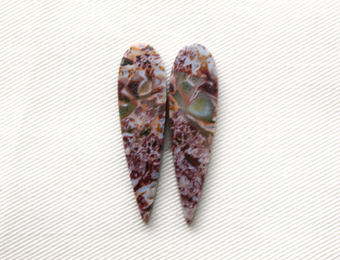 Nice Pair of Indonesian Jasper Cabochons pink teardrop