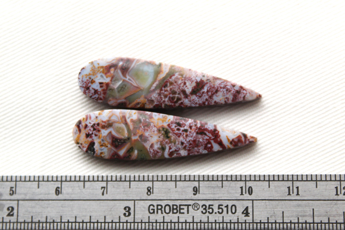 Nice Pair of Indonesian Jasper Cabochons pink teardrop