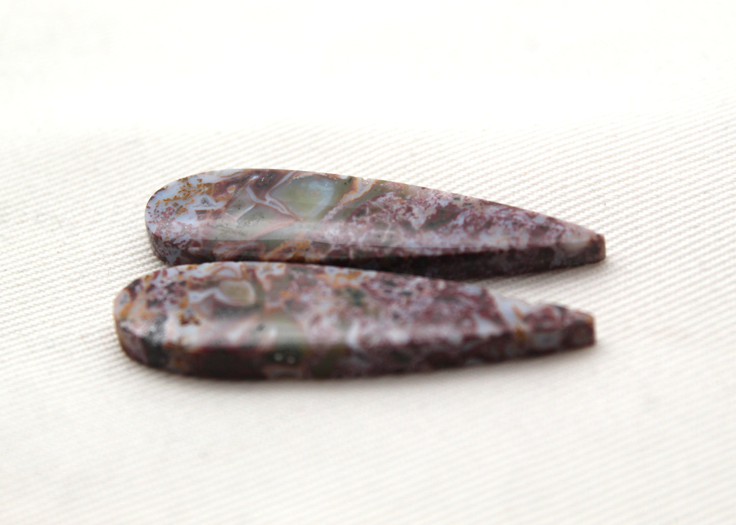 Nice Pair of Indonesian Jasper Cabochons pink teardrop