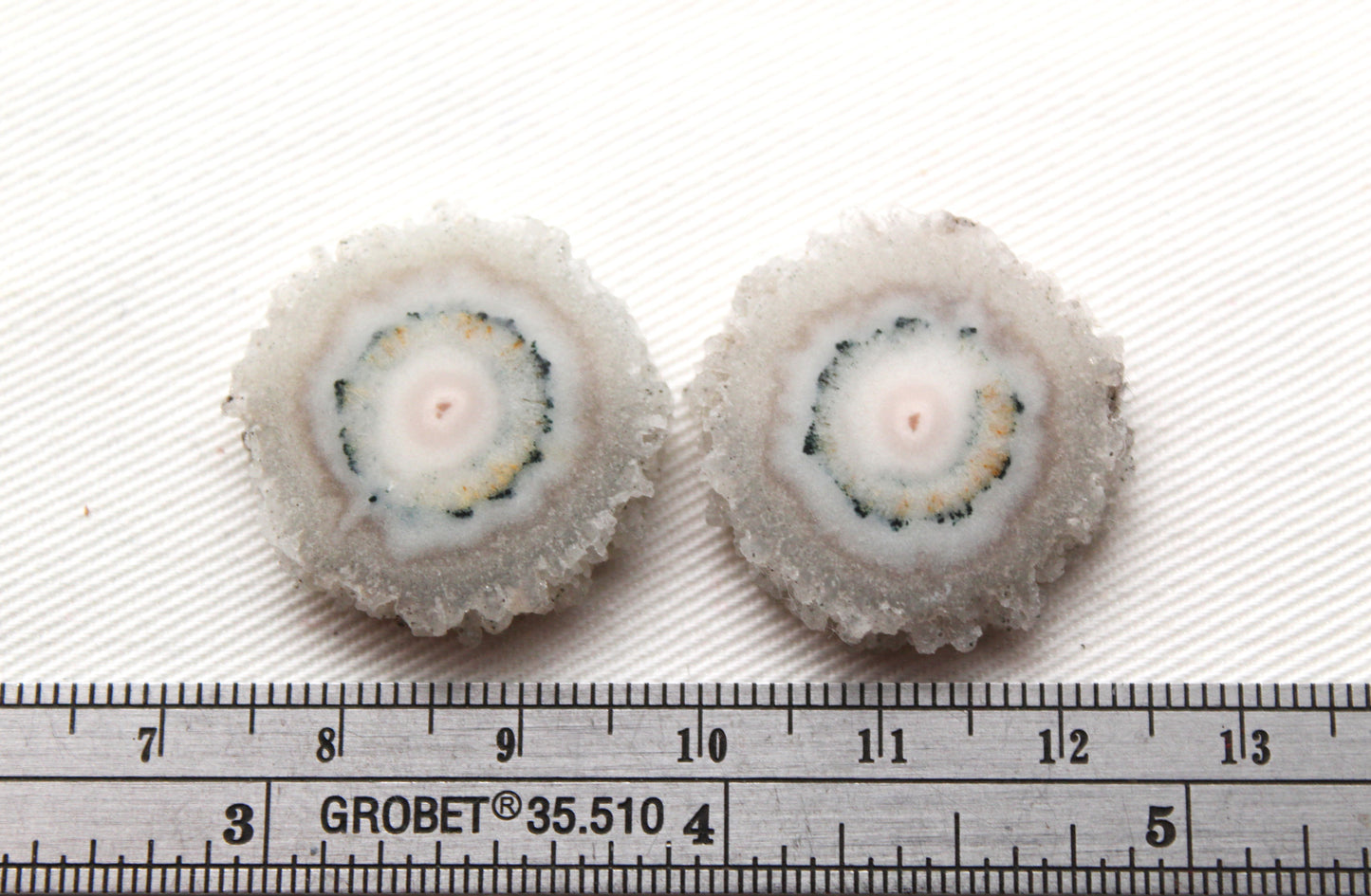 Solar quartz Pair gemstone freeform white green Stalactite slice