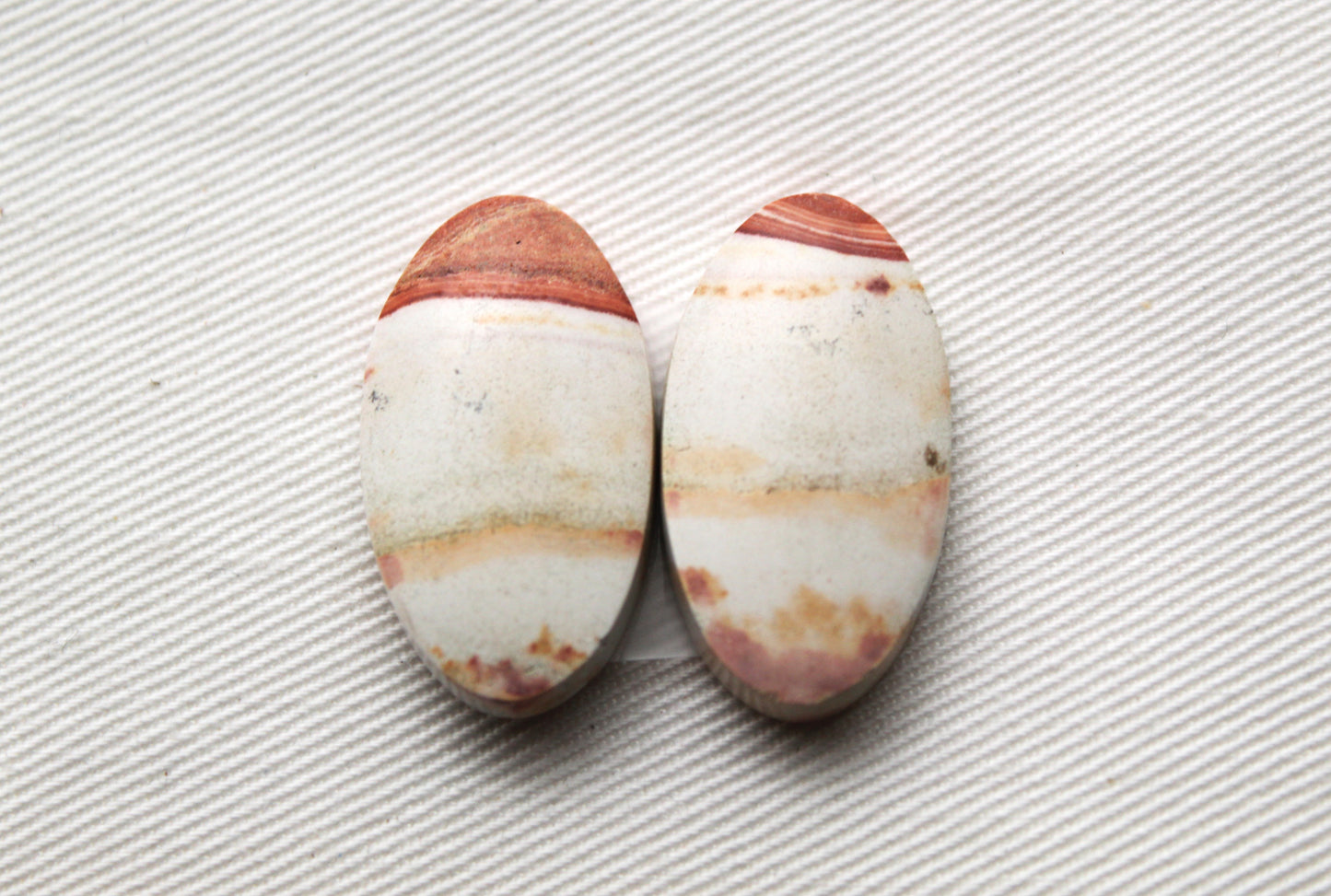 TWO Retro Jasper Cabochon orange Oval
